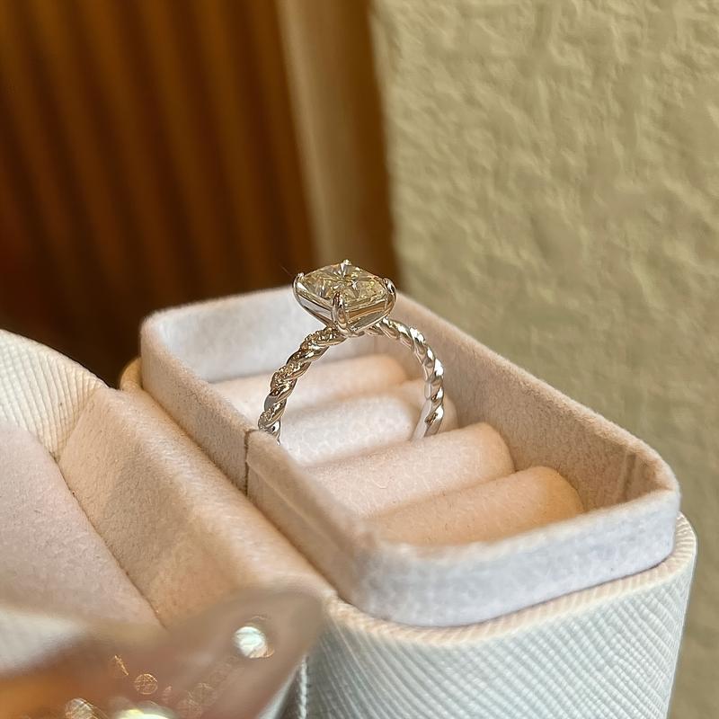 3carat Royal Blue Moissanite Bead Decor 925 Silver Ring, Birthday Gifts, For Daily Wear moon ring vancleef promisering