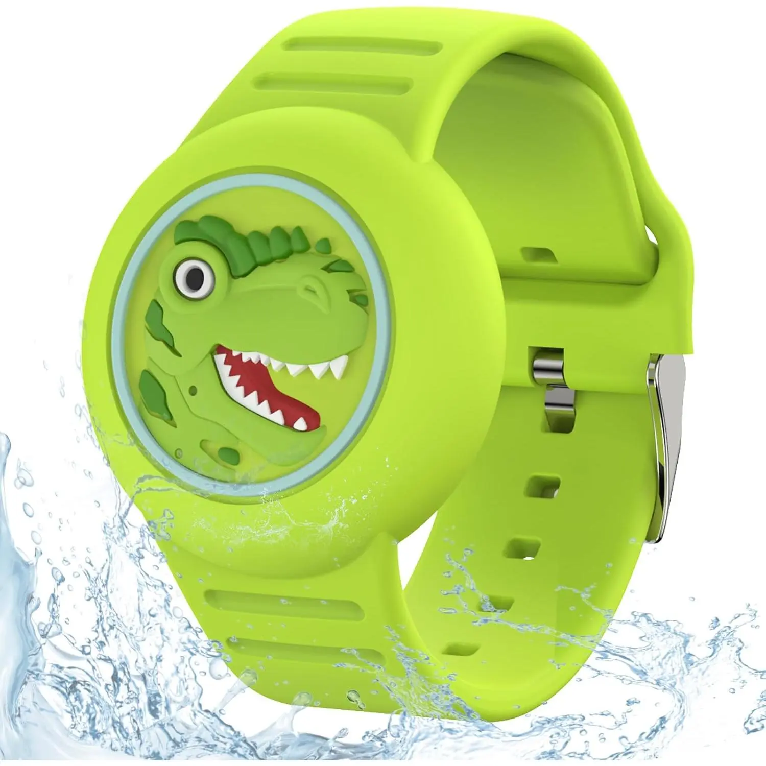 Compatible with  Airtag Bracelets for ,   Wristband for Air tag Holder for  Soft   Watch Band for  Anti Lost Cute Cartoon(Green