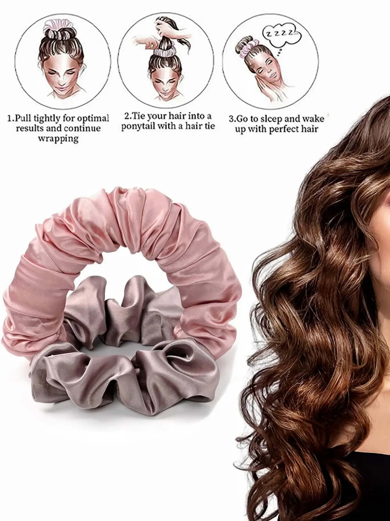 1pc Satin No Heat Sleep Hair Curler, Soft Round Bun Roller, Damage-Free Overnight Styling Tool for Women, Gentle Hair Care Accessory