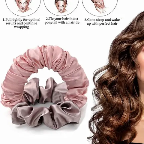 1pc Satin No Heat Sleep Hair Curler, Soft Round Bun Roller, Damage-Free Heatless Curls Overnight Styling Tool for Women, Gentle Hair Care Accessory