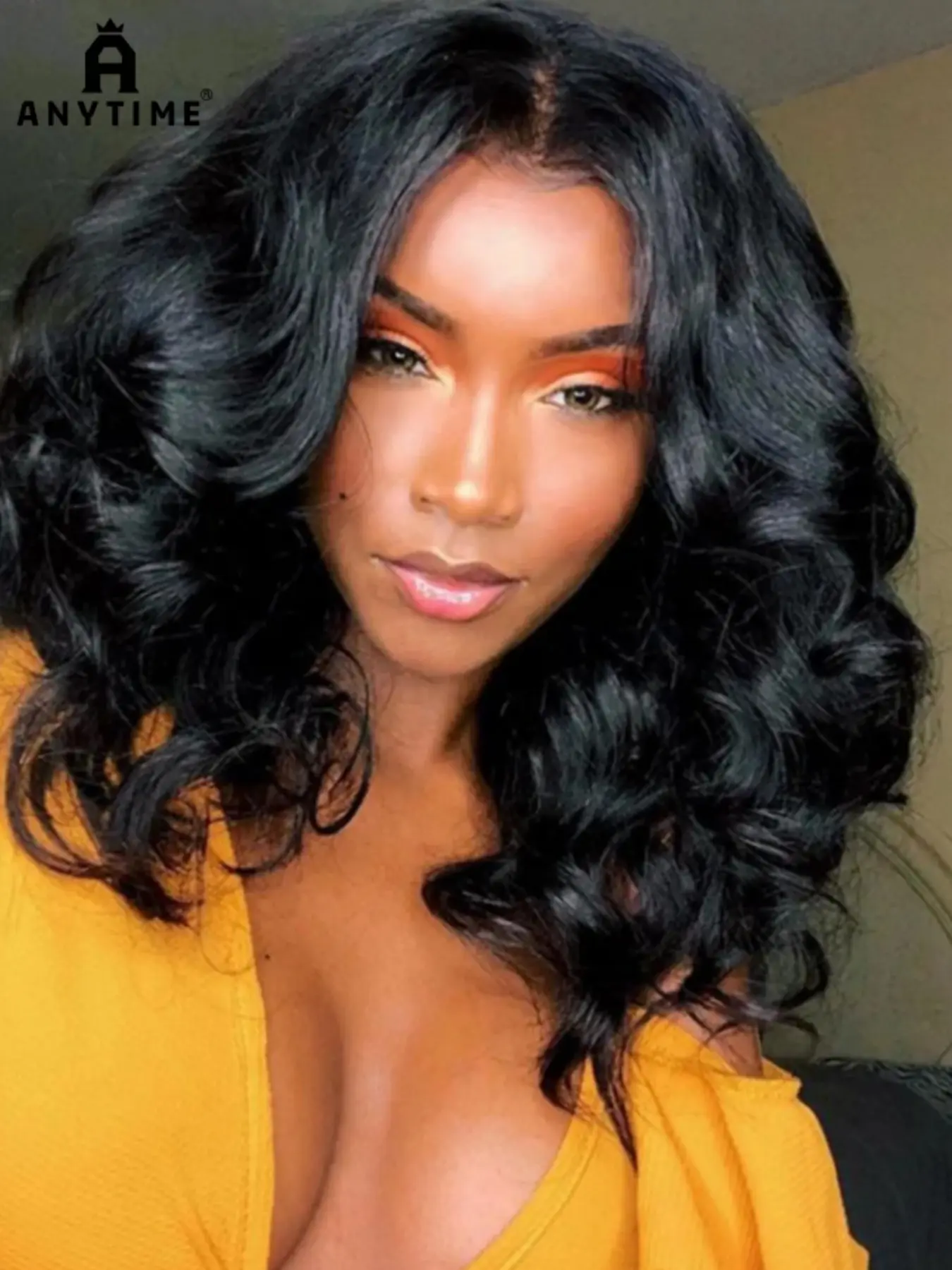 Anytime 5x5 Elastic Wave Lace Front Wig, Human Hair Pre-Plucked, 250% Density, HD Lace Front, Women's Natural Wig, No Glue