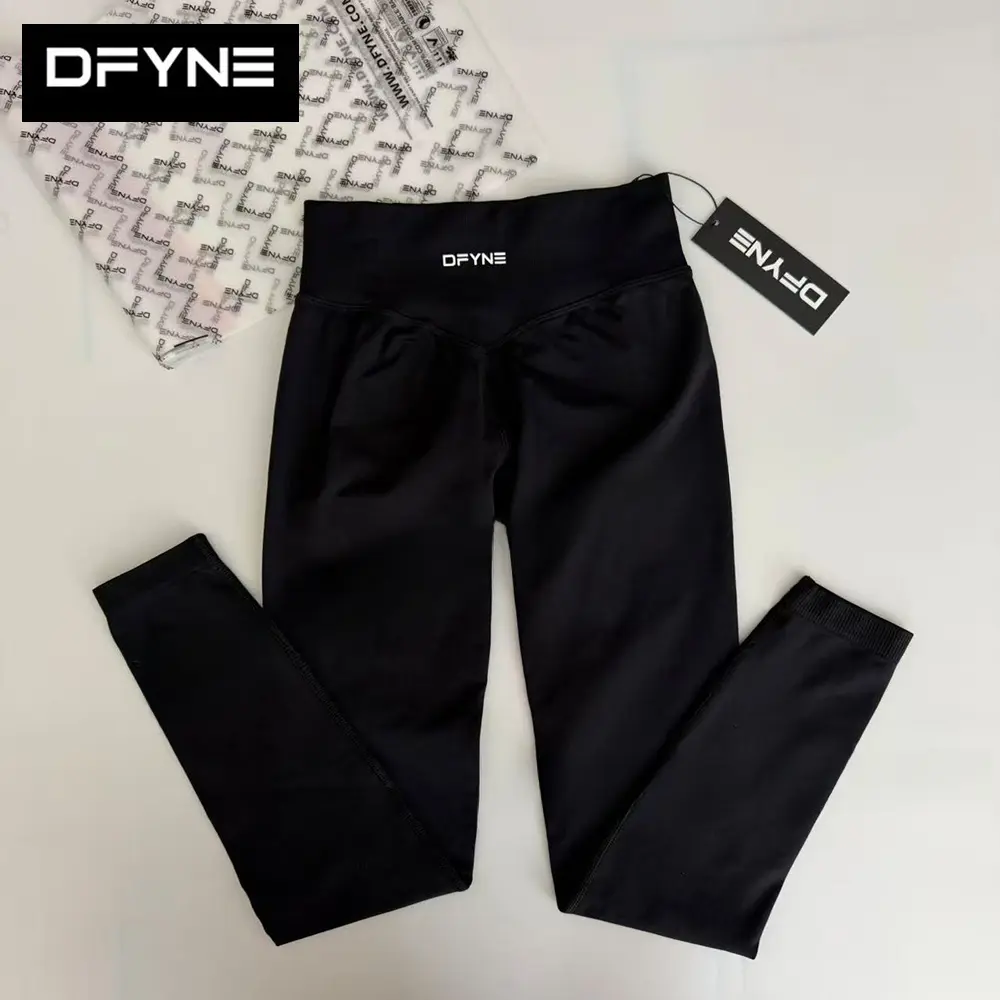 DFYNE Seamless Scrunch Booty Leggings - High Waisted Butt Lifting Gym Pants