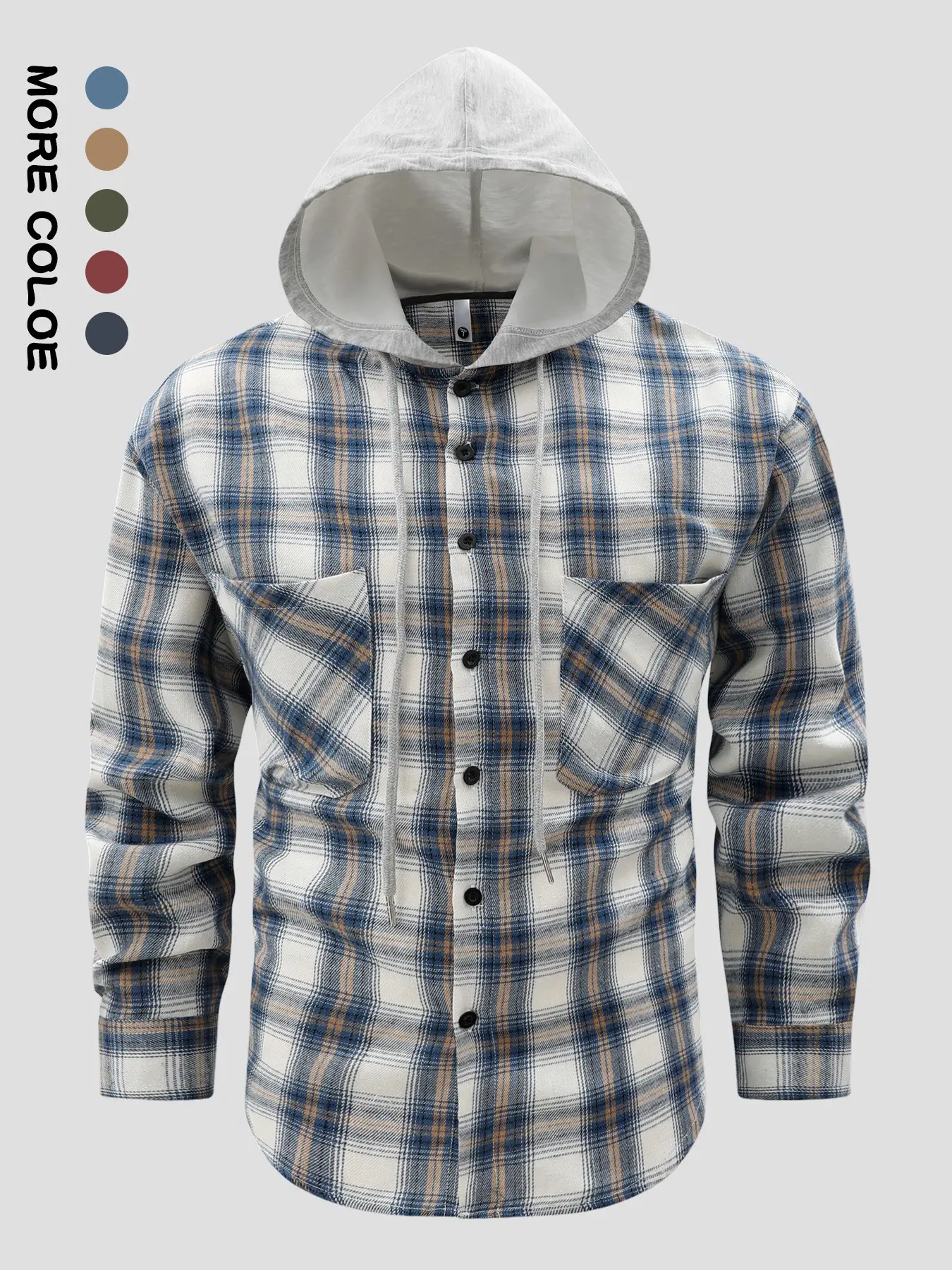Men's Casual Plaid Shirt with Multiple Pockets, Vintage Workwear Long Sleeve Blouse, Ideal for Outdoor Activities