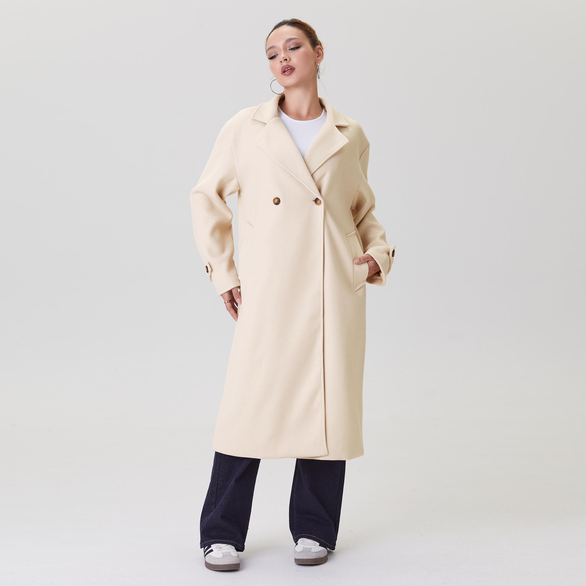 KatchMe Women's Elegant Double-Breasted Notch Lapel Long Sleeve Thermal Outerwear, Cozy Jacket Outfit for Fall & Winter, Versatile Long Coat KatchMe Women's Elegant Double-Breasted Notch Lapel Long Sleeve Thermal Outerwear, Cozy Jacket Outfit for Fall & Winter, Versatile Long Coat