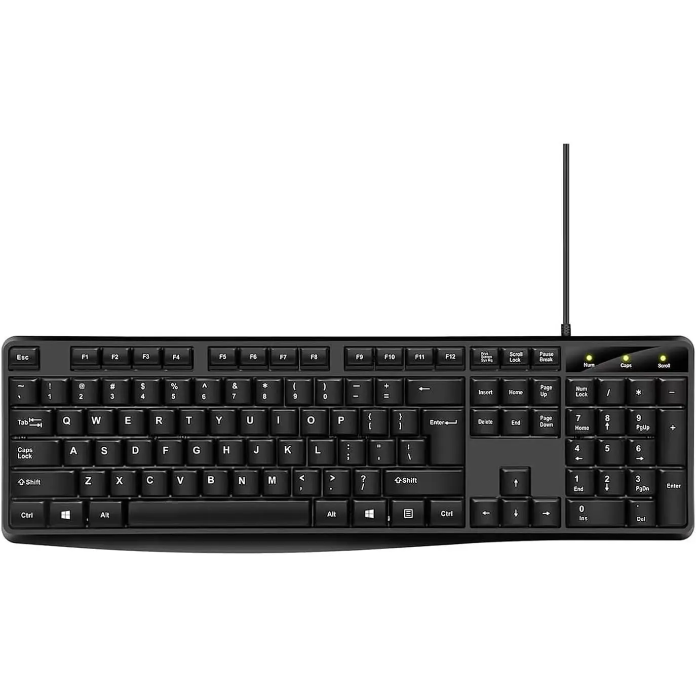 Wired  Keyboard, Plug Play USB, Large Number Pad, LED Indicators,, Foldable Stands,Anti-Wear Letters Full Size Keyboard,for Windows  PC Laptop-Black