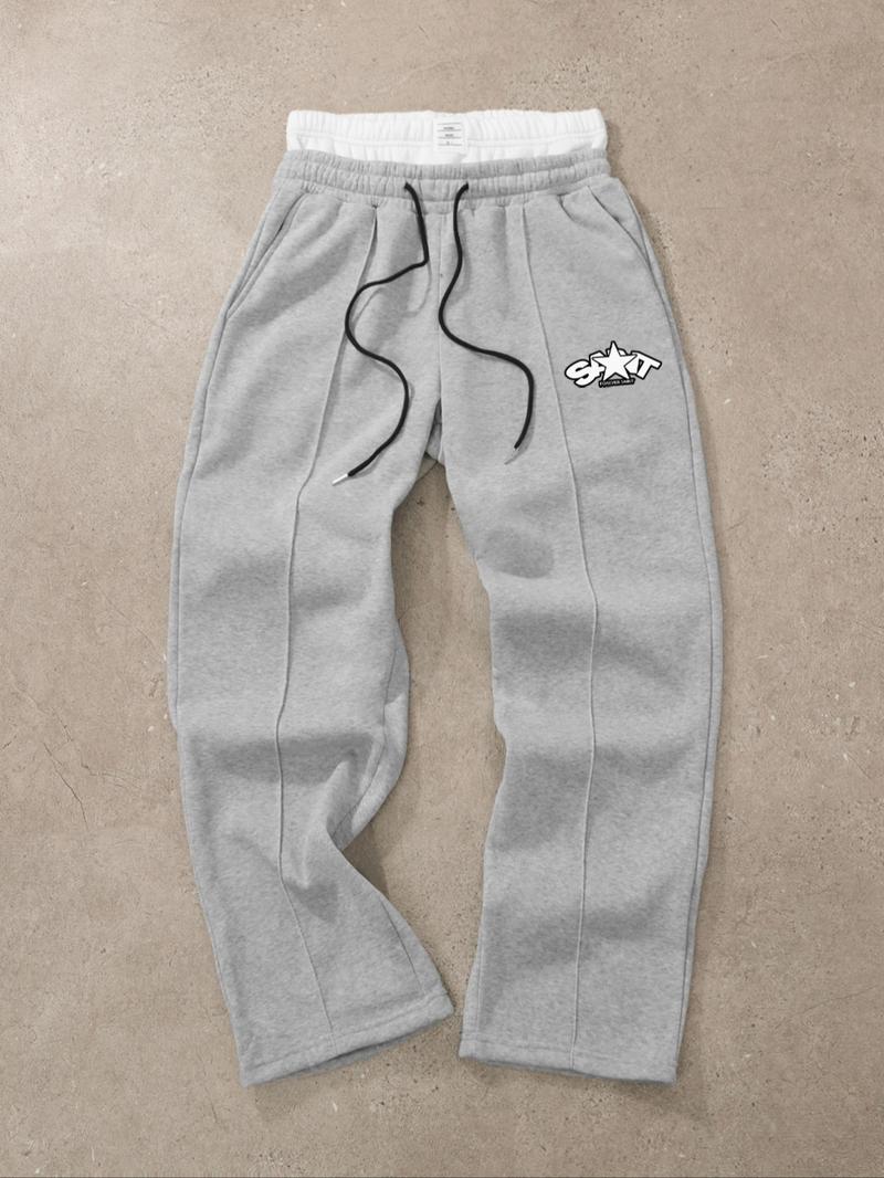 Men's 2 in 1 Drawstring Waist Wide Leg Pants, Wide Sweatpants, Regular Fit Casual Pocket Pants for Daily Wear, Men's Trousers for All Seasons