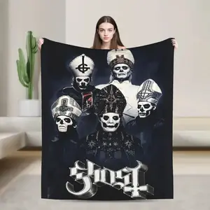 [Ideal Halloween Choice] Ghost Band Blanket, Flannel, Swedish Rock Band Halloween Lightweight Blanket, Suitable for Bedding and Sofa Beds