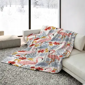Tropical Flamingo Summer Cooling Blanket, Cozy Lightweight, Soft Fabric, Breathable, Perfect for Couch Sofa, Keep Body Cool, Cold Blanket for Napping & Afternoon Nap on Bed Couch Great for Summer Nights, Air-Conditioned Rooms