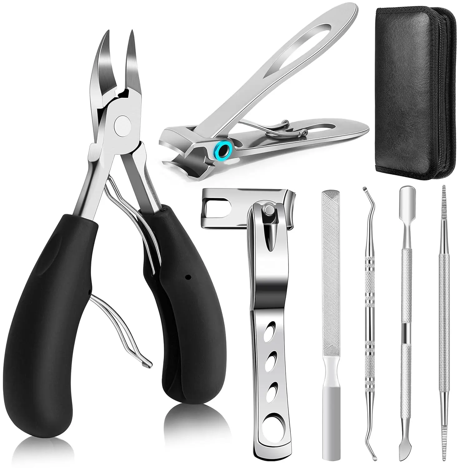 7Pcs Toenail Clippers for Seniors Thick Toenails, Heavy Duty Toe Nail Clippers Adult Thick Nails Long Handle, Large Toenail Clippers for Thick Nails