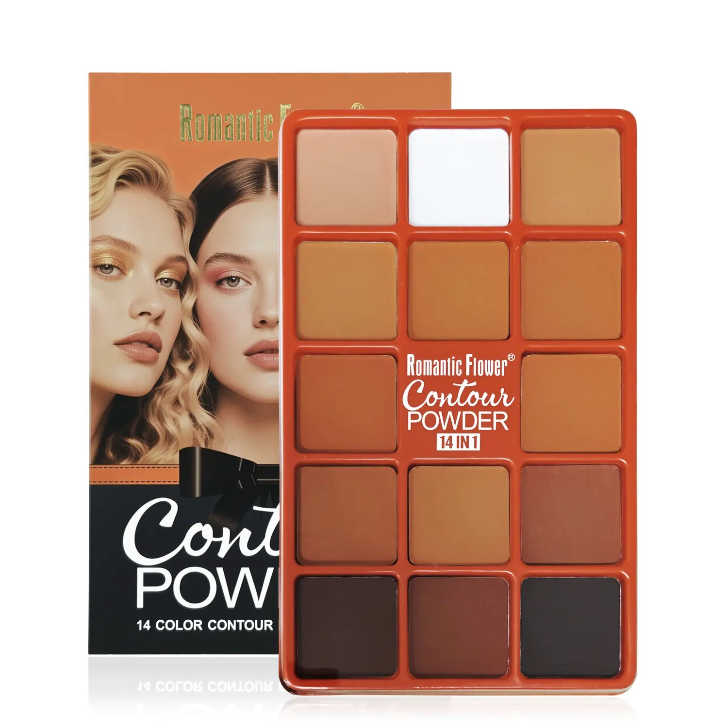 14 Shades Matte Contour Powder Palette, Long-Lasting Waterproof Full Coverage Oil Control,  Contour Powder for Face Makeup, Bronzer