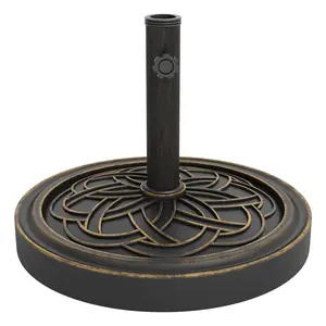Garvee 20-Inch Round Patio Umbrella Base, 26 lbs, Adjustable Aged Support with Post Adapters Fits 1.5 to 2.1-Inch Poles for Versatile Umbrella Stability