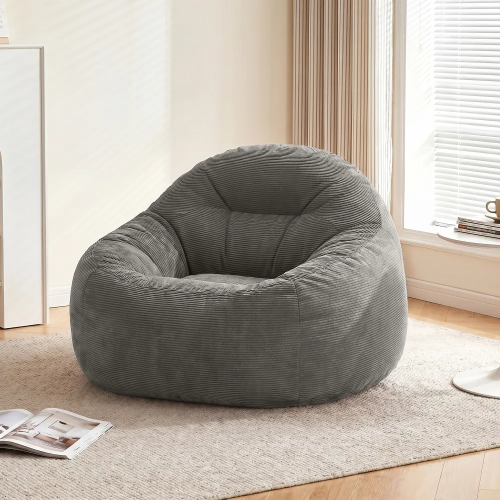 Bean Bag Chair with Memory Foam Filling, Large Comfy Bean Bag Sofa for Adults, Soft Fluffy Lazy Lounge Chair, Tufted Stuffed Beanbag Couch, Cozy Floor Seating for Dorm Room, Apartment, Bedroom, Living Room, Gaming Room & Home Relaxation