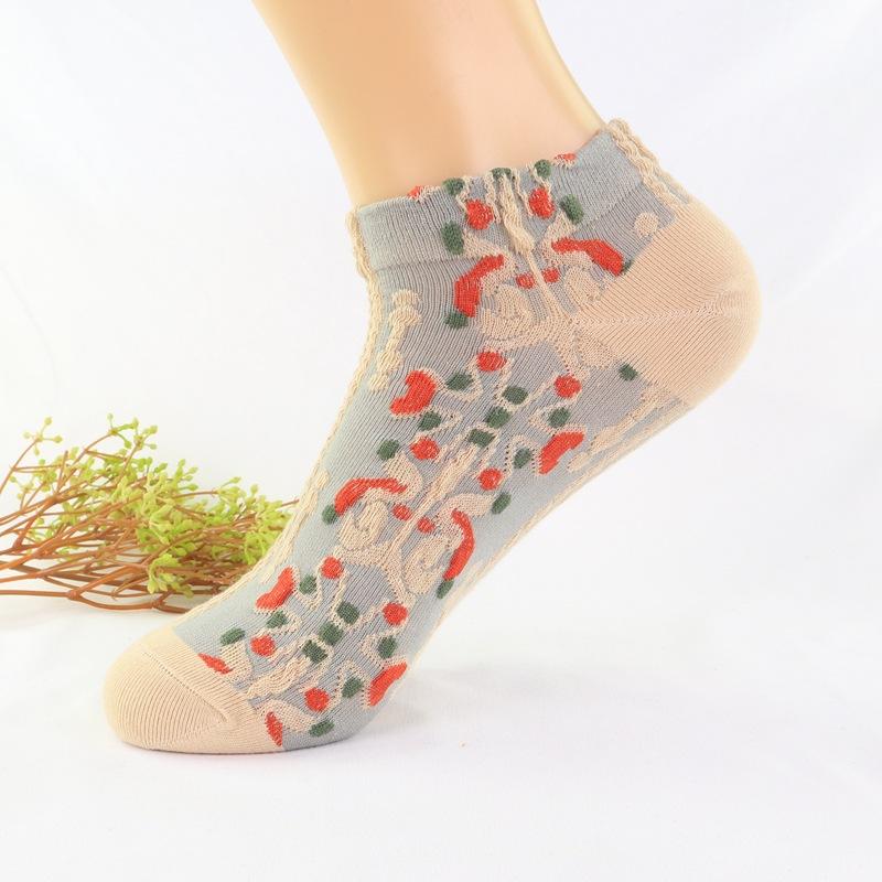 Spring and Autumn Women's Thin Cotton Low-Cut Vintage Socks, Korean Style Summer Breathable Short Socks, Low-Cut Socks