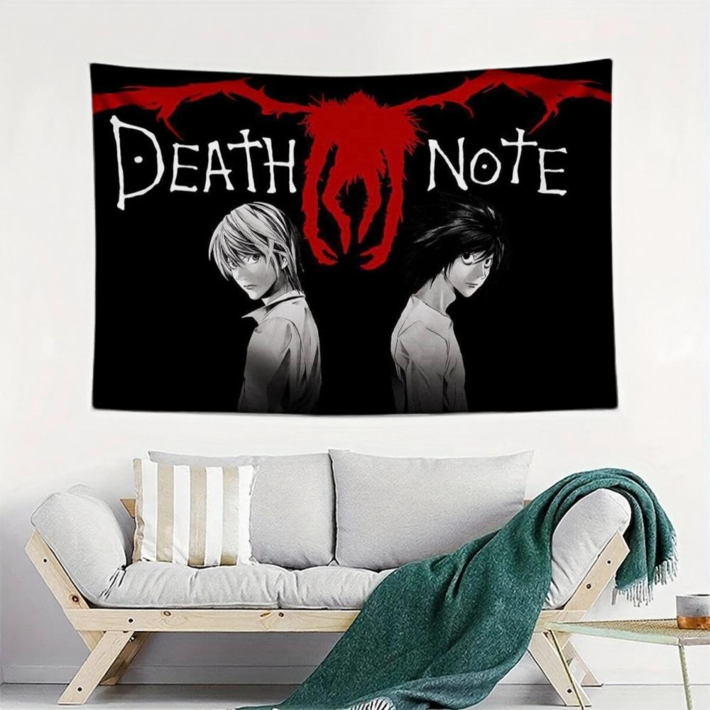 Death Note 3x5ft Flag Premium Polyester Tapestry Anime Art Print Wall Hanging for College Dorm Man Cave Decor Banner with 4 Grommets Solid Color Decorative Decoration Modern Stripe Design Size
