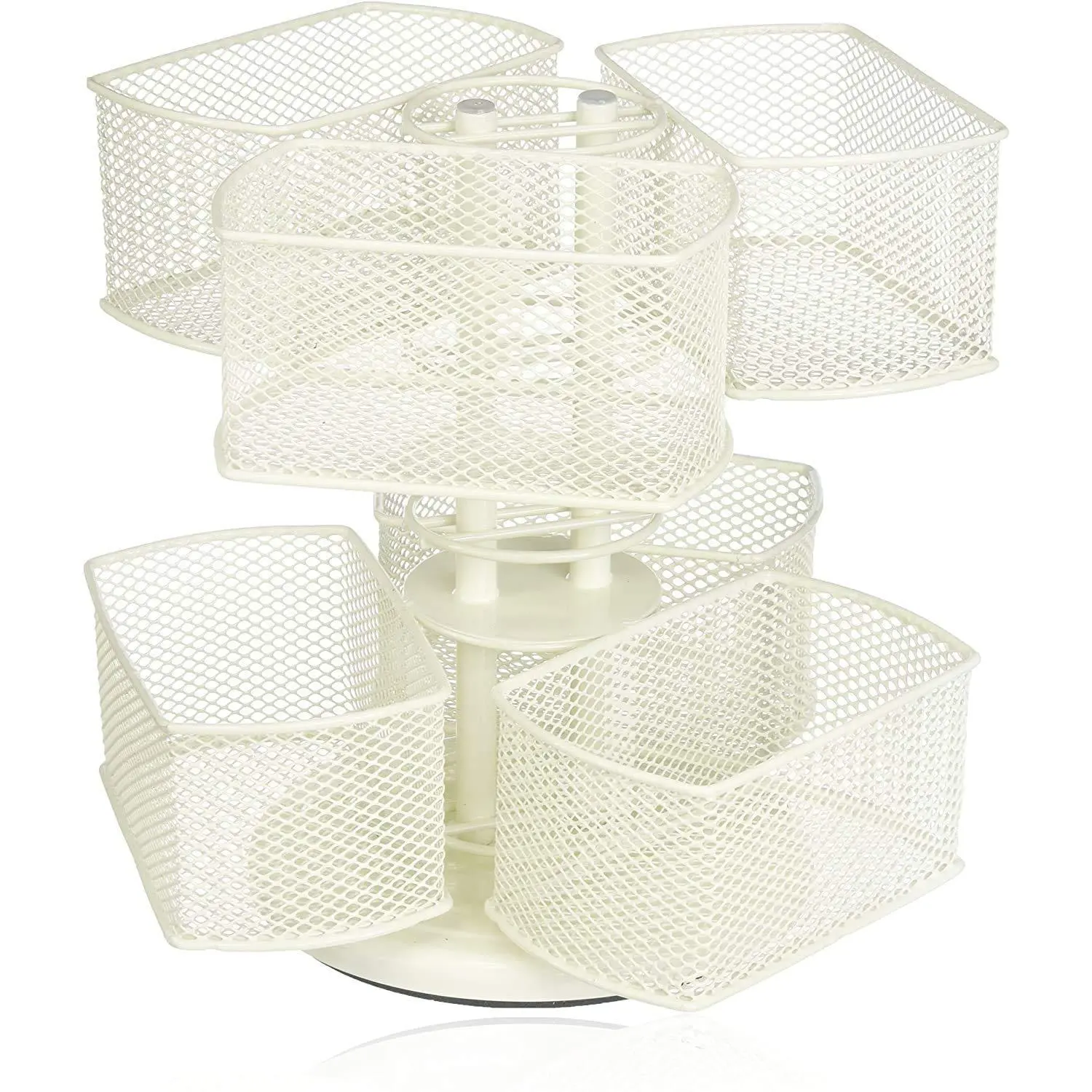 2-Tier  Organizing Carousel - Cream  Coat Finish, Spins 360-Degrees,  Bathroom or Bedroom  Storage, Beauty Supplies Organizer, Lazy Susan Platform