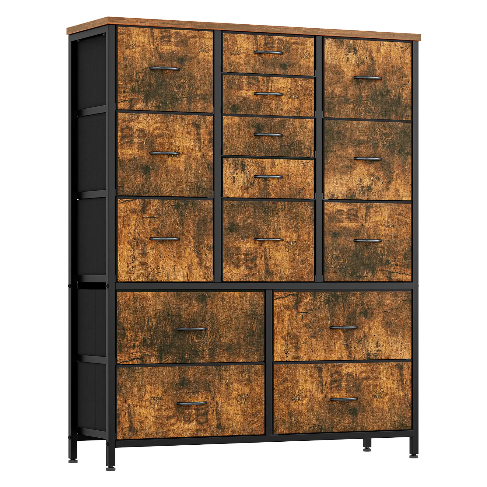 15 Drawers Dresser for Bedroom, Tall Dressers Fabric Storage Dresser Organizer Large Chest of Drawers for Closet, Hallway, Living Room, with Wooden Top and Metal Frame