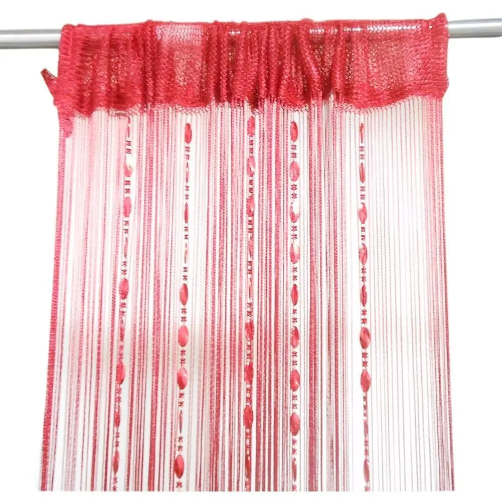 Beaded Door Curtain, Polyester Fringe Tassel Panel with Decorative Buttons, Room Divider for Doorway & Living Room Wall Decor, 39x79", Wine, Bead Curtains, Home Decorative Curtain