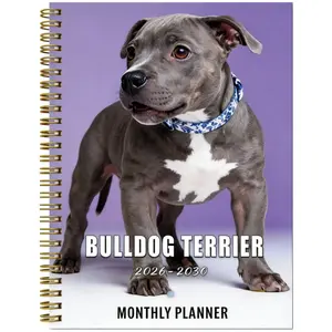 2026-2030 Monthly Planner/Calendar - January 2026 to December 2030, 5-Year Monthly Planner, Bulldog-Themed Cover Design Notebook, Yearly Calendar Planning, Monthly Tabs, 60-Month Calendar, 5.5 x 8.3 Inches, Thick Paper, Elastic Cover, Durable Double-Wire