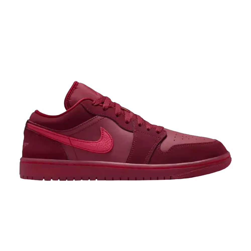 WMNS Air Jordan 1 Low SE 'Valentine's Day' (women's sizes) Team Red/Sierra Red/Pueblo Red retro basketball shoes IB7012 600