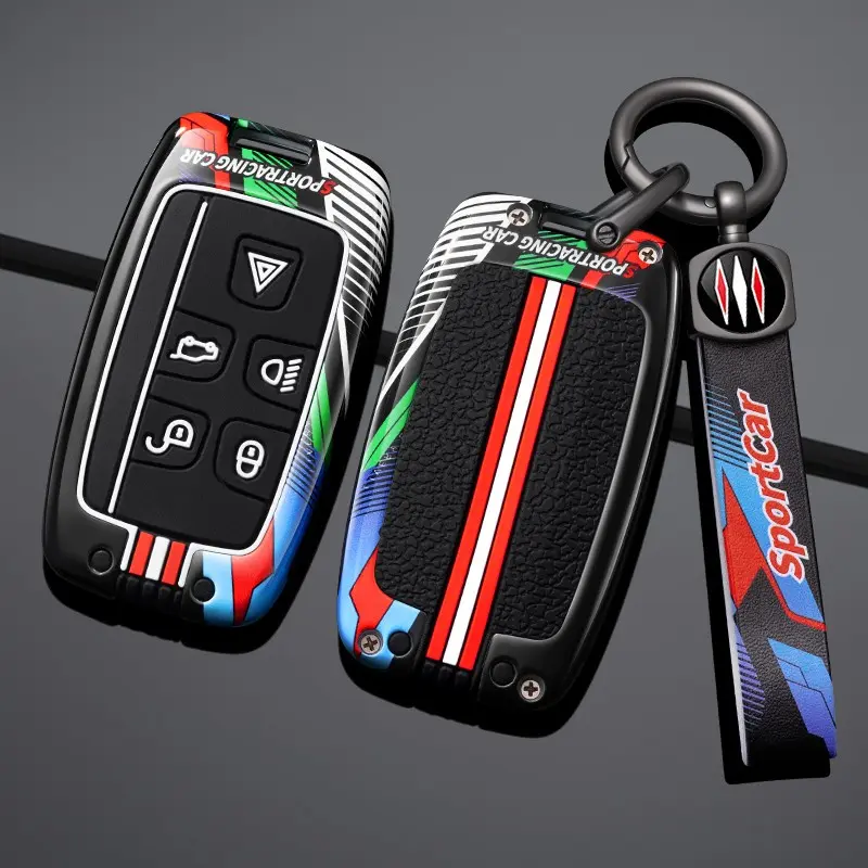 Zinc Alloy 5 Buttons Car Key Case Cover, Scratch-Resistant Durable Protector Shell, Key Fob Cover, for Land Rover Jaguar, Car Interior Accessories