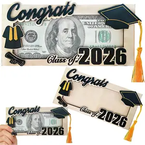 2 Pack Graduation Money Holder 2026 Gifts, Wooden Class of 2026 Personalized Graduation Cash Holder Money Envelopes Box College High School