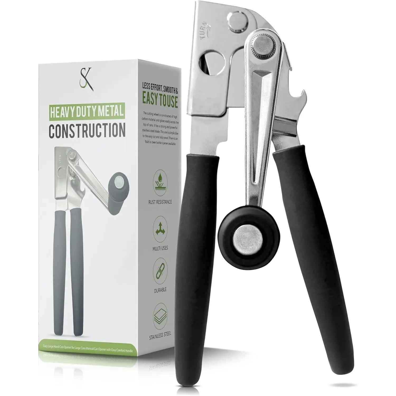 Commercial Heavy Duty Manual Can Opener with Hand Crank | Easy for Seniors & , Large Cans, Restaurants &  Kitchens