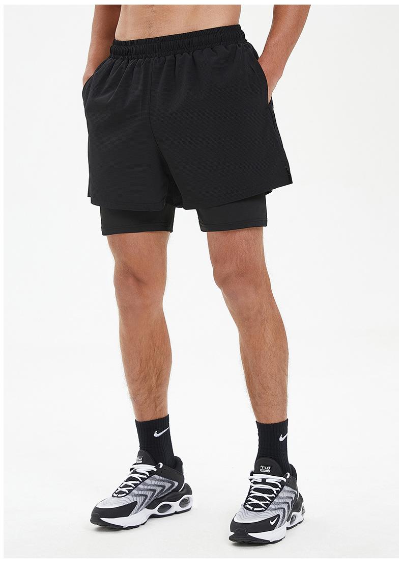 2026 New Fake Two-Piece Men's Fitness Shorts, Quick-Dry Anti-Embarrassment Swim Trunks for Beach & Running