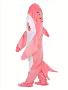 Shark Onesie Pajamas, Family Matching Hooded Plush Animal Kigurumi for Adults