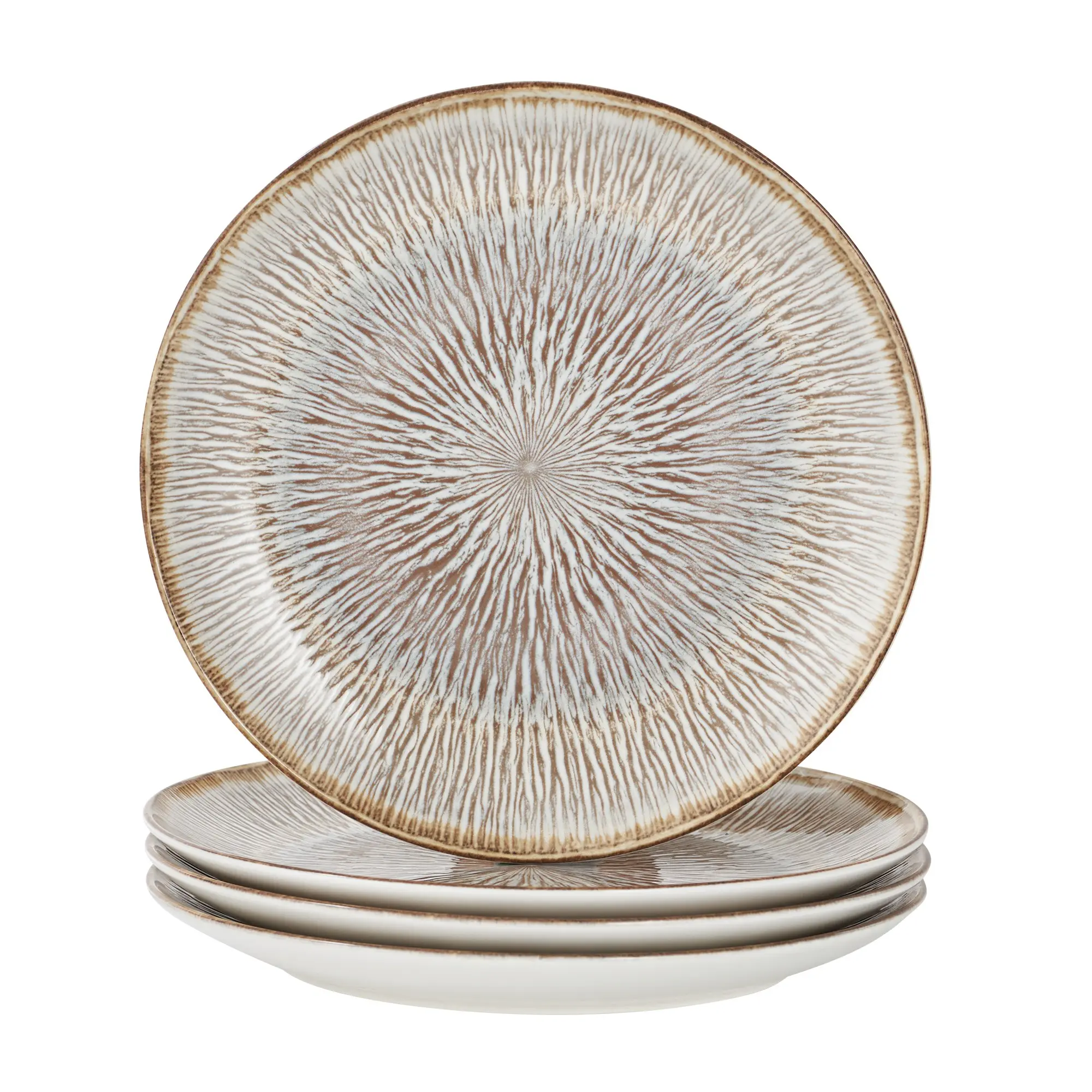 Ceramic Dinner Plates Set of 4, 10.5" Stackable Dish Set, Large Salad Plate, Porcelain Kitchen Serving Plate for Dining & Entertaining, Modern Rustic Dinnerware, Microwave & Dishwasher Safe, Dinnerware Sets