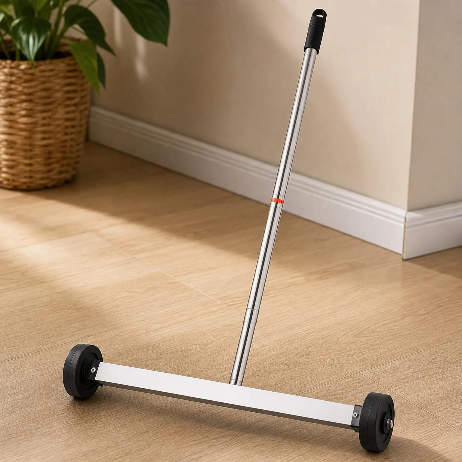 17-Inch Rolling Magnetic Pickup Sweeper, 8.8 Lbs Pull Force, Heavy Duty Magnet with Smooth Wheels for Construction Nails & Yard Tools