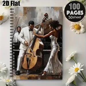 1 Pack Jazz Music Spiral Coil Notebook, 5.7x8.26 Inch, High-Quality Lined Pages, Durable Binding, Perfect for Recording Music Notes, Concert Memories, Birthday Gift for Music Lovers, Christmas Present for Jazz Enthusiasts, Ideal for Daily Journaling