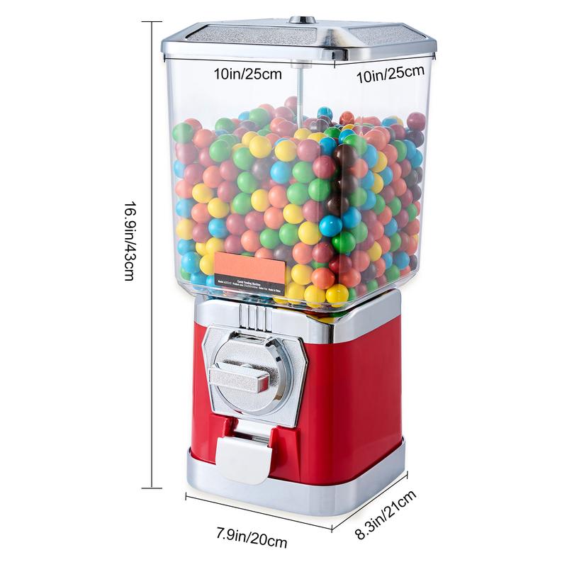 VEVOR 17/21/ 25inch H Gum Ball Machine Vending Machine Coin Bank Retro Candy Dispenser PC Blue/Yellow/Red