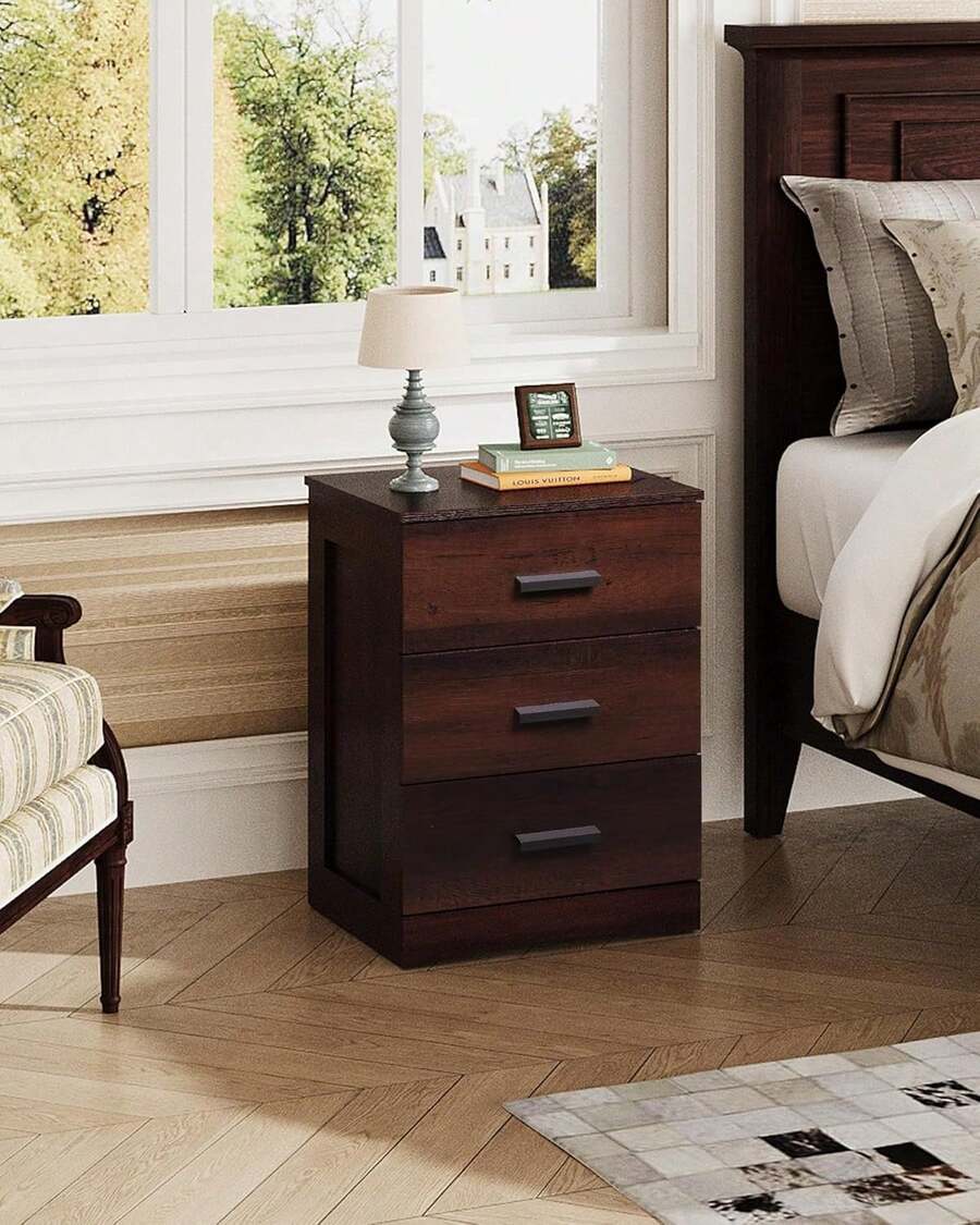 Modern Minimalist Wood Nightstand, 3 Storage Drawers Bedside Table, Multi-Scene Bed Side Table For Bedroom Living Room Dorm, Home Decor Night Stand