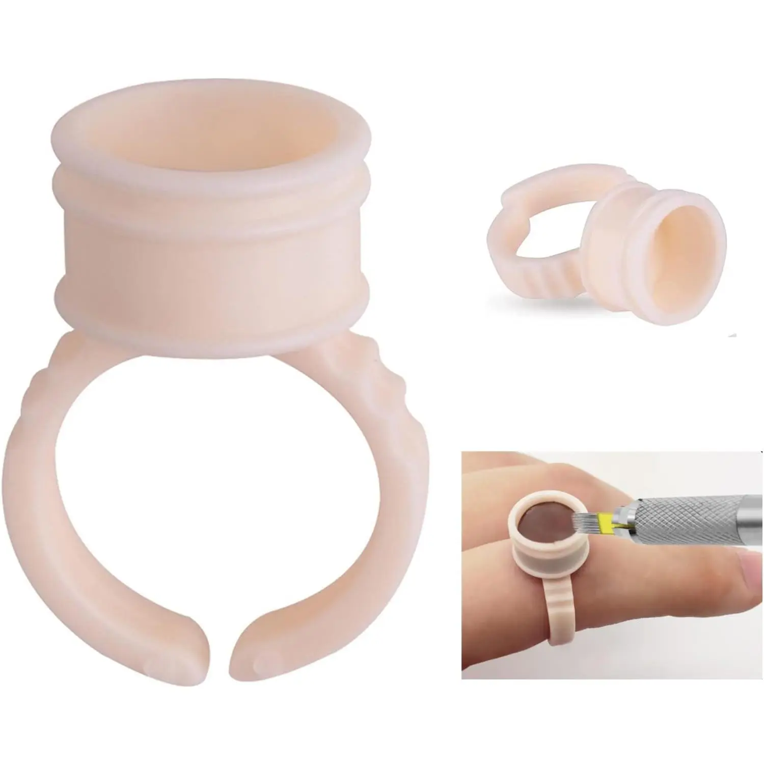 Soft Silicone Tattoo Pigment Rings Cup, 100Pcs/Set Disposable Tattoo Ink Cups, Permanent Makeup Glue Holder Lip, Nail Art, Eyebrow, Eyelash Microblading Supplies