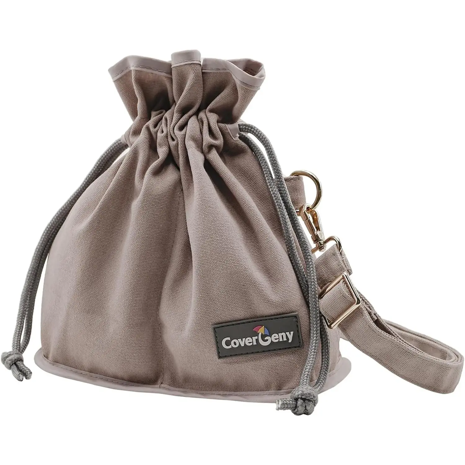 Kids' Dusty Pink Canvas Crossbody Drawstring Bag - Nature Collection Treasure Hunting Bag with Sand-Sifting Mesh Bottom, 2 Pockets (Ideal for Rocks, Beach Glass)
