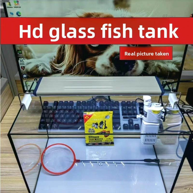 Glass Fish Tank Goldfish Tank Living Room Office Desk Black Coated Right Angle Tempered Ecological Aquascape Low Maintenance Small Hamster