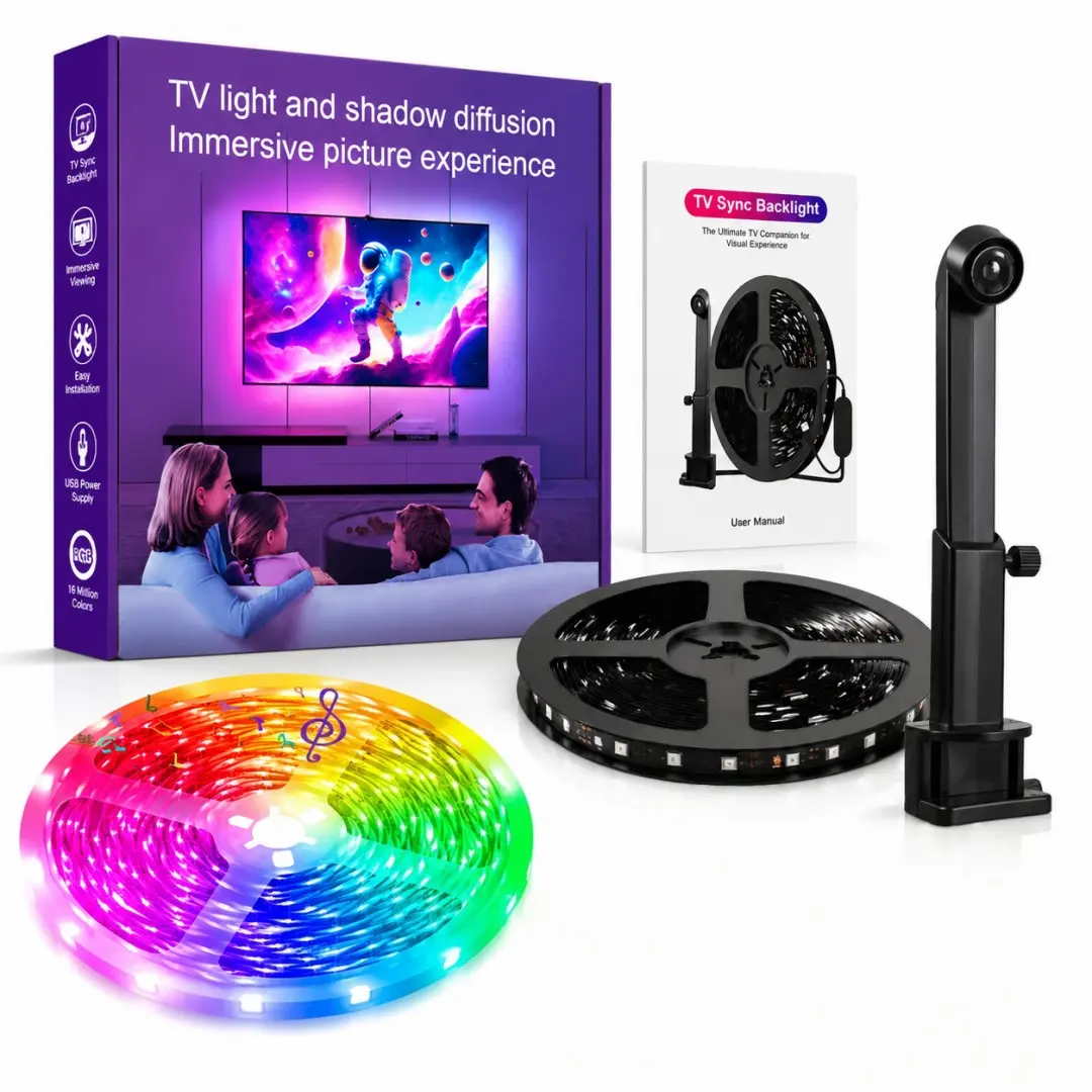 RGB TV Background Light Strip, Ar Camera Smart Follow TV Light, Private Home Theater, 65-70 Inch TV, 5m/16.4 Feet, 1 Pack, LED Strip Lights