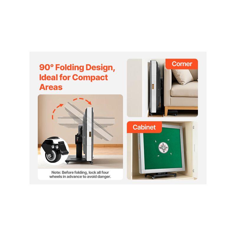 VEVOR Automatic Mahjong Table with Wheels, 2 Sets of 42 mm Tiles (152 Pcs), Roller Coaster Style Mahjong-Table, Foldable and Automatic Shuffler, for Home, Outdoor Leisure Gifts for Mahjong Players