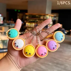 Mini Shiny Dumpling Keychain, Colorful Cute Silicone Stress Relief Toy, Fun Food Shape Pendant, Perfect for Parties and Gifts