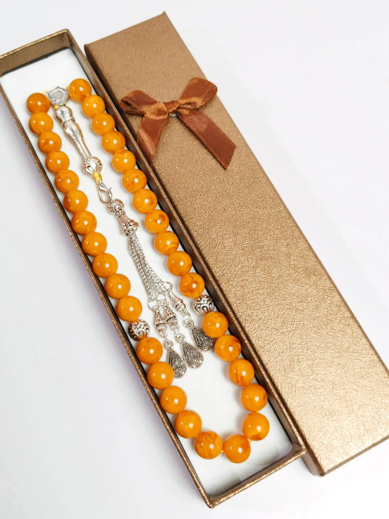 Elegant Dark Beaded Prayer Beads, Intricate Carved Pendant, Handwoven Tassel Bracelet, Tasbih Counter, Ramadan Gift, Caramel Amber Color