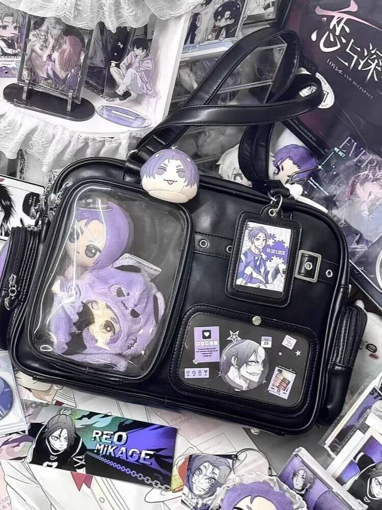 Y2K New Cute Ita Bag Concert Large Capacity Backpack Lolita Girl Transparent Shoulder Bag DIY Badge Display Casual Crossbody Bag