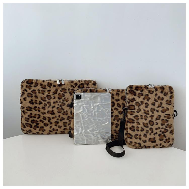 Leopard print Laptop Sleeve 11 13.3 13.6 14 15 15.6 Inch For Macbook Dell Huawei Samsung Xiaomi LG Shoulder Bag Tablet Pouch