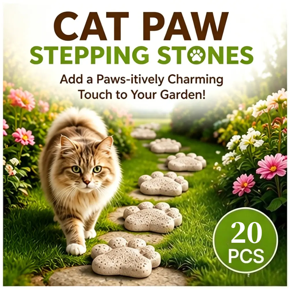 20pcs Cat Paw Stepping Stones Resin Garden Stepping Stones Outdoor Decorative Stones for Garden, Lawn, Pathway, Bonsai Decorations, Cat Lover Holiday Souvenir