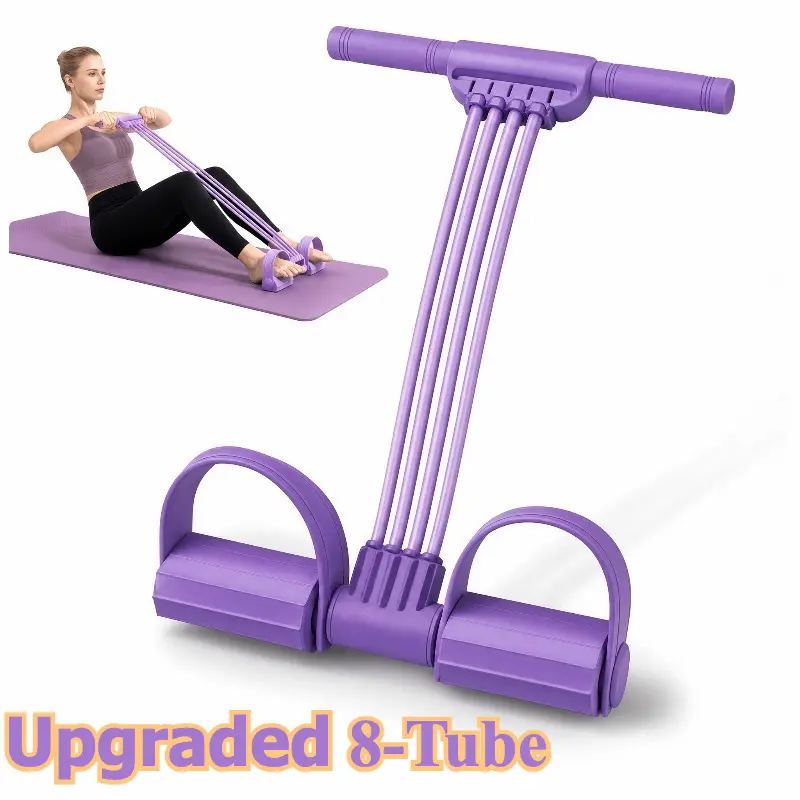 Pedal Resistance Band with Handle, 2026 New Upgraded 8-Tube Manual Tension Training Pedal, Multifunctional Rubber Foot Fitness Bands for Abdomen, Waist, Arm, Leg