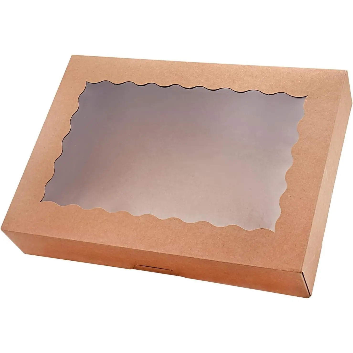 20-Pack Bakery Boxes with Window, 12 x 8 x 2.5 Inch Cookie Boxes, Treat Boxes, Large Donut Boxes for Muffins and Pastries, Brown
