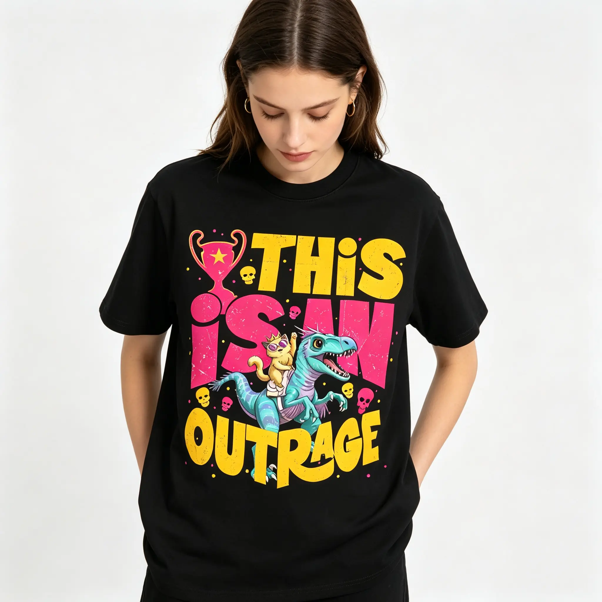 Unisex Outrage Donut Graphic Tee | Minimalist Style Top Made with a Soft Breathable Fabric for Everyday Wear, Fitted