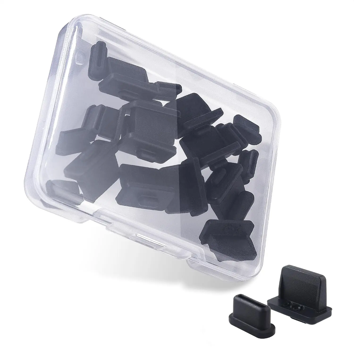 Combo-Pack USB-C and USB Port Covers, 10x Each, Black | 10x USB-A and 10x USB-C Dust Plugs, Dust Caps, Protector Plugs