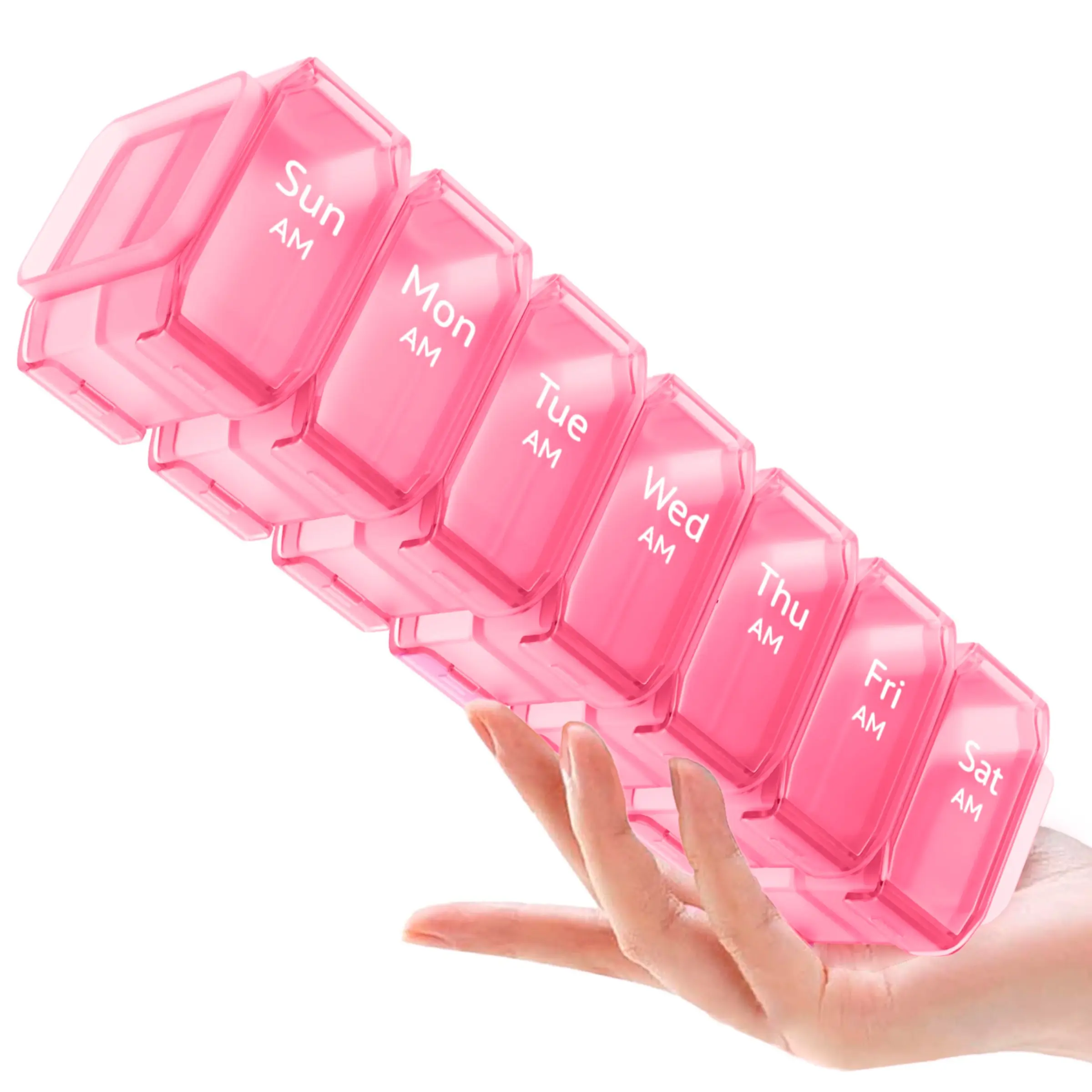 Extra Large Weekly Pill Organizer, Holds Daily Medications, Vitamins, Supplements, 7 Days Morning Evening, Casual Style, Universal Setting