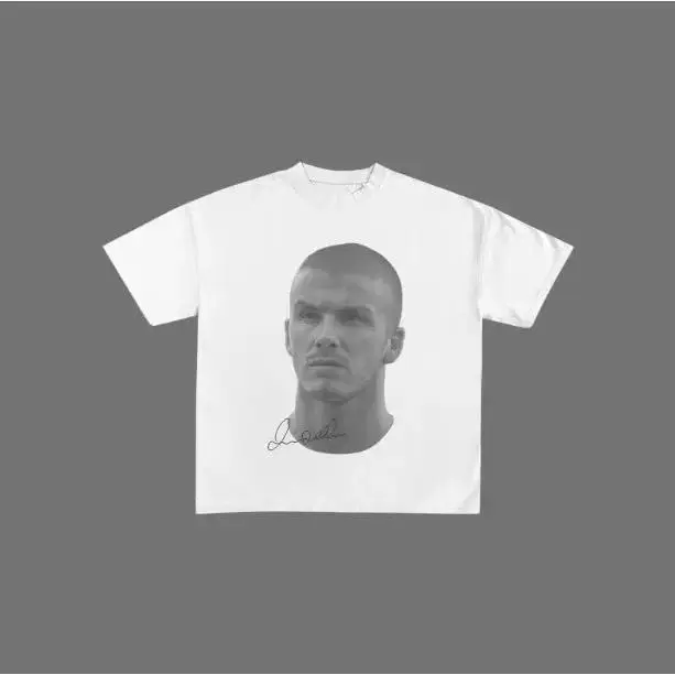 Women's Big Head Beckham Vintage Short-Sleeve T-Shirt - Unisex Relaxed-Fit Casual Classic Day Graphic Soccer Top, Streetwear, Shortsleeve, Cotton