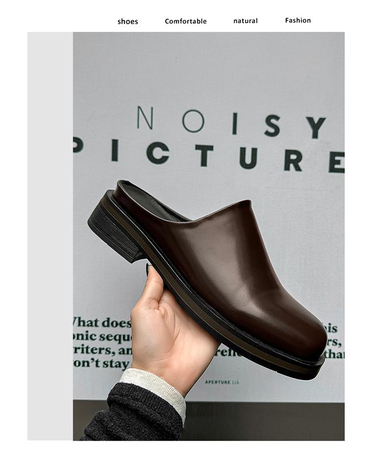 Men's Shoes 2026 New Summer Men's Big Head Muller Toe Box for Outdoors Boken Shoes Tide Half Slippers Slip-on,Gift brown Footwear